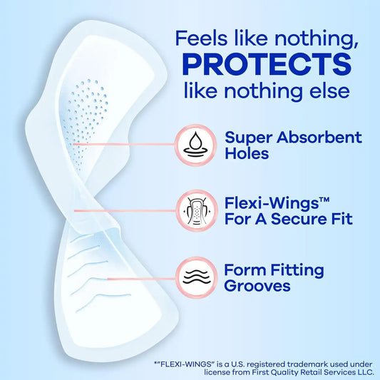 Always Infinity Feminine Pads for Women, Size 2 Heavy Flow Absorbency,with Flexfoam, with Wings, Unscented, 32 Count
